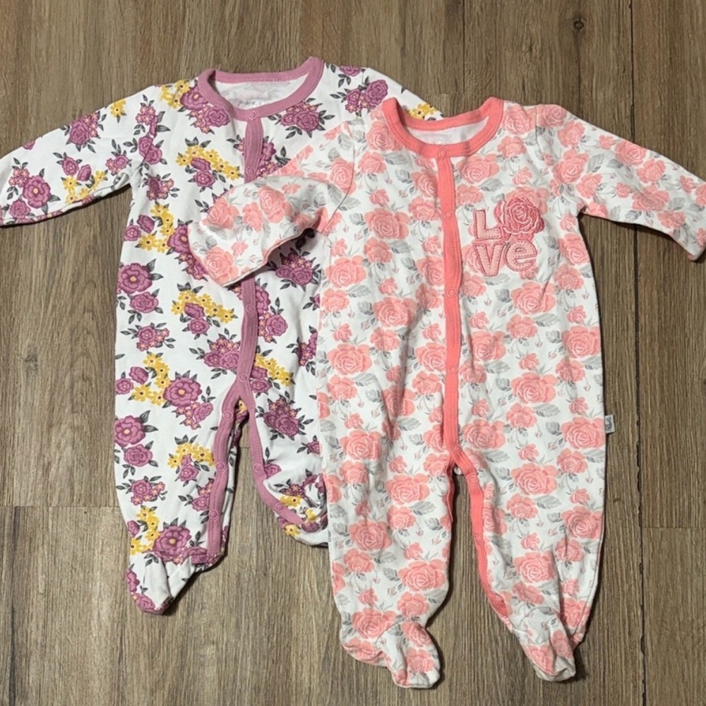 Duck Duck Goose (Set of 2) Floral Sleepers - 3-6 Months